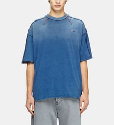 T-shirt en coton avec surpiqûres contrastantes Diesel