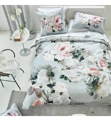 Housse de couette imprimée en satin de coton, PEONIA GRANDE Designers Guild