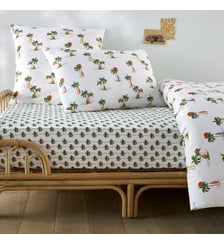 Drap-housse enfant, en 50% coton recyclé, bonnet 25 cm, imprimé palmiers La Redoute Interieurs