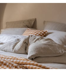 Housse de coussin en coton et lin, PASSION VICHY Blanc Cerise