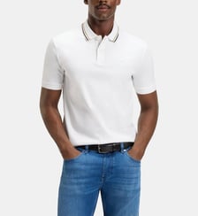 Polo slim en coton mercerisé col rayé BOSS