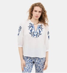 Chemise cangelie - Motif floral - Coton - Coupe droite Caroll