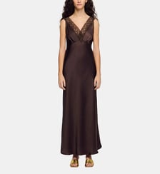 Robe longue à col dentelle Sandro