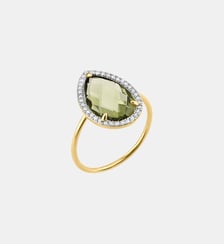 Bague, quartz olive, diamants, or jaune Morganne Bello