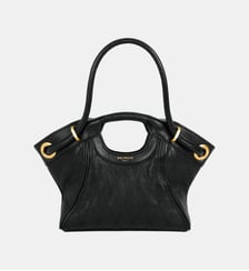 Sac Cabas Tote Small cuir lisse surpiqué Balmain