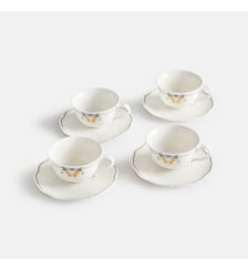 Lot de 4 tasses et sous-tasses au décor floral, en porcelaine La Redoute Interieurs