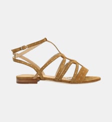 Sandale clous cerise - cuir velours Colisée Paris