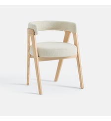 Fauteuil de table vintage, frêne massif et tissu bouclette La Redoute Interieurs