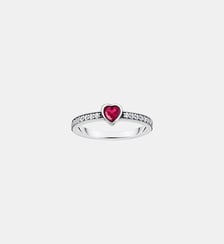 Solitaire avec pierre rouge taillée en cœur Thomas Sabo