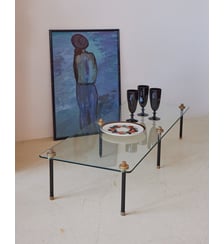 Table basse en verre vintage Donna N°1090- Produit chiné Debongout