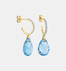 Boucles d'oreilles, topaze swiss blue, diamants, or jaune Morganne Bello
