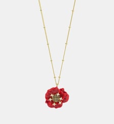 Collier pendentif coquelicot rouge et oxydes de ziconium Les Néréides
