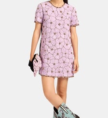 Robe Mini Swing Embroidered Crystal Chiffon Lilac La DoubleJ