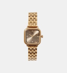 Montre cadran carré marron bracelet maille doré Balaboosté