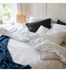 Housse de Couette en satin de coton lavé, RÊVE SATINÉ Blanc Cerise