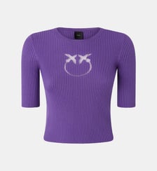 Pull à manches courtes en laine à logo Pinko