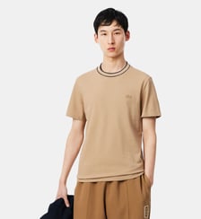 T-shirt en Piqué stretch col rayé Lacoste