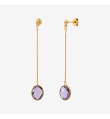 Boucles d'oreilles dorées onyx longues - SERTI PM Caroline Najman