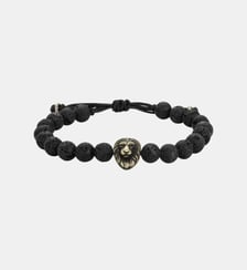 Bracelet souple Tête de mort en PVD avec lave noir Phebus
