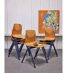 Lot de 6 chaises en bois et métal Alma N°1136- Produit chiné Debongout