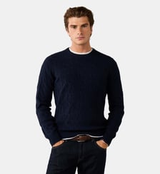 Pull En Laine D'agneau À Maille Torsadée À Col Rond Hackett London