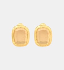 Boucles d'oreilles clips rectangulaires   doré à l'or fin - Bysance Satellite