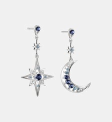 Boucles d'oreilles lune et étoile avec pierres bleues Thomas Sabo