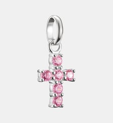 Pendentif Charm croix avec pierres roses Connect Thomas Sabo