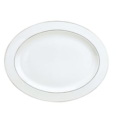 Plat ovale en porcelaine finition platine - ALBI Christofle