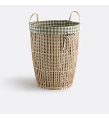 Panier à linge en bambou, doublure imprimé vichy La Redoute Interieurs