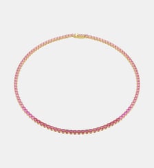 Collier Tennis Matrix, Rose, Doré à l’or 18 carats (750/1000) Swarovski