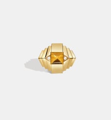 Bague Rockaway Mini Pyramide Or Jaune et Œil de tigre Statement