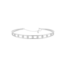 Bracelet Double Jonc - 11 diamants, poids total 1ct approx. - Or blanc 750‰ La Brune & La Blonde