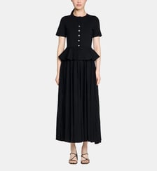 Robe longue en maille à basque Sandro