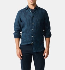 Chemise slim en lin européen imprimée manches longues North River Rodd & Gunn