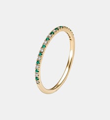 Bague en or jaune 9 carats avec émeraudes et diamants Aristocrazy