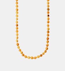 Collier en argent 925 plaqué or jaune 18 carats avec perles d’ambre jaune Aristocrazy