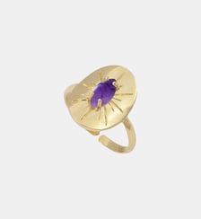 Bague  nacre blanche dorée - iris Caroline Najman