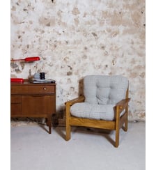 Fauteuil en pin Ernest N°207- Produit chiné Debongout