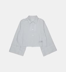 Chemise cropped à rayures avec logo MM6 Maison Margiela