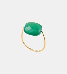 Bague, agate verte, or jaune Morganne Bello