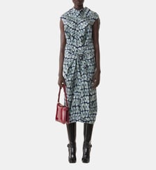 Robe Cape En Soie Imprimée Lanvin