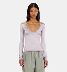 Top slim en nylon à encolure dégagée avec Logo Oval D brodé Diesel