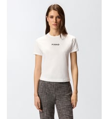 T-shirt à manches courtes et logo brodé Pinko