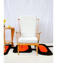 Fauteuil éventail en bois et tissu Jakob N°1442 - Produit chiné Debongout