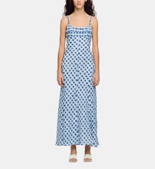 Robe longue vichy en lin Sandro