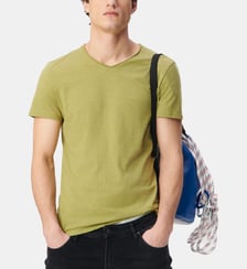 T-shirt encolure V coton bio flammé Ikks