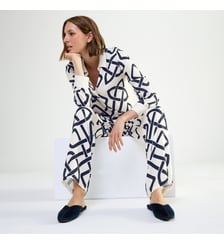 Pyjama col tailleur en satin de viscose, Entrelac Laurence Tavernier