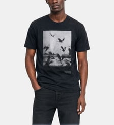 T-shirt sérigraphie oiseaux noir The Kooples