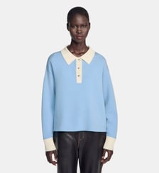 Pull polo en laine bicolore Sandro